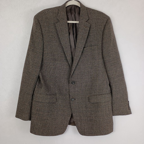 Vintage 90s Lauren Ralph Lauren Mens Wool Houndstooth Sports Coat size 44L - Picture 1 of 7